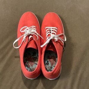 Red Vans. Floral insides. Size 10 Womens. Very gently used.